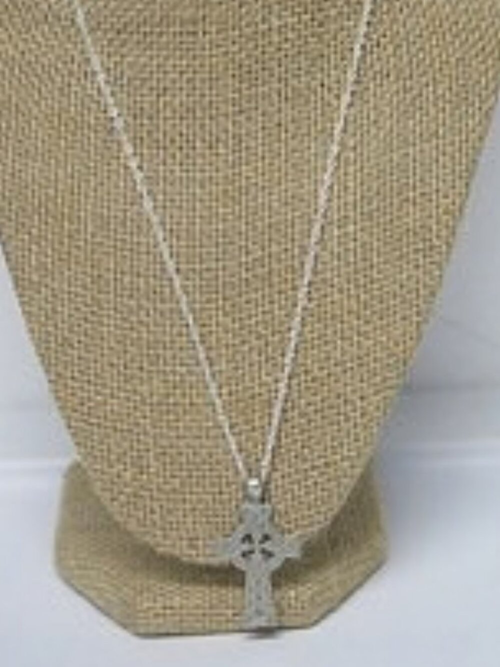 Celtic Cross Pendant Necklace Silver Tone Knotwork Estate Pendant New Chain
